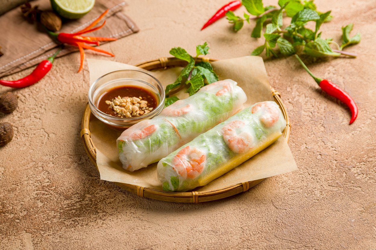 Fresh Spring Roll with shrimps, Vietnamese Food